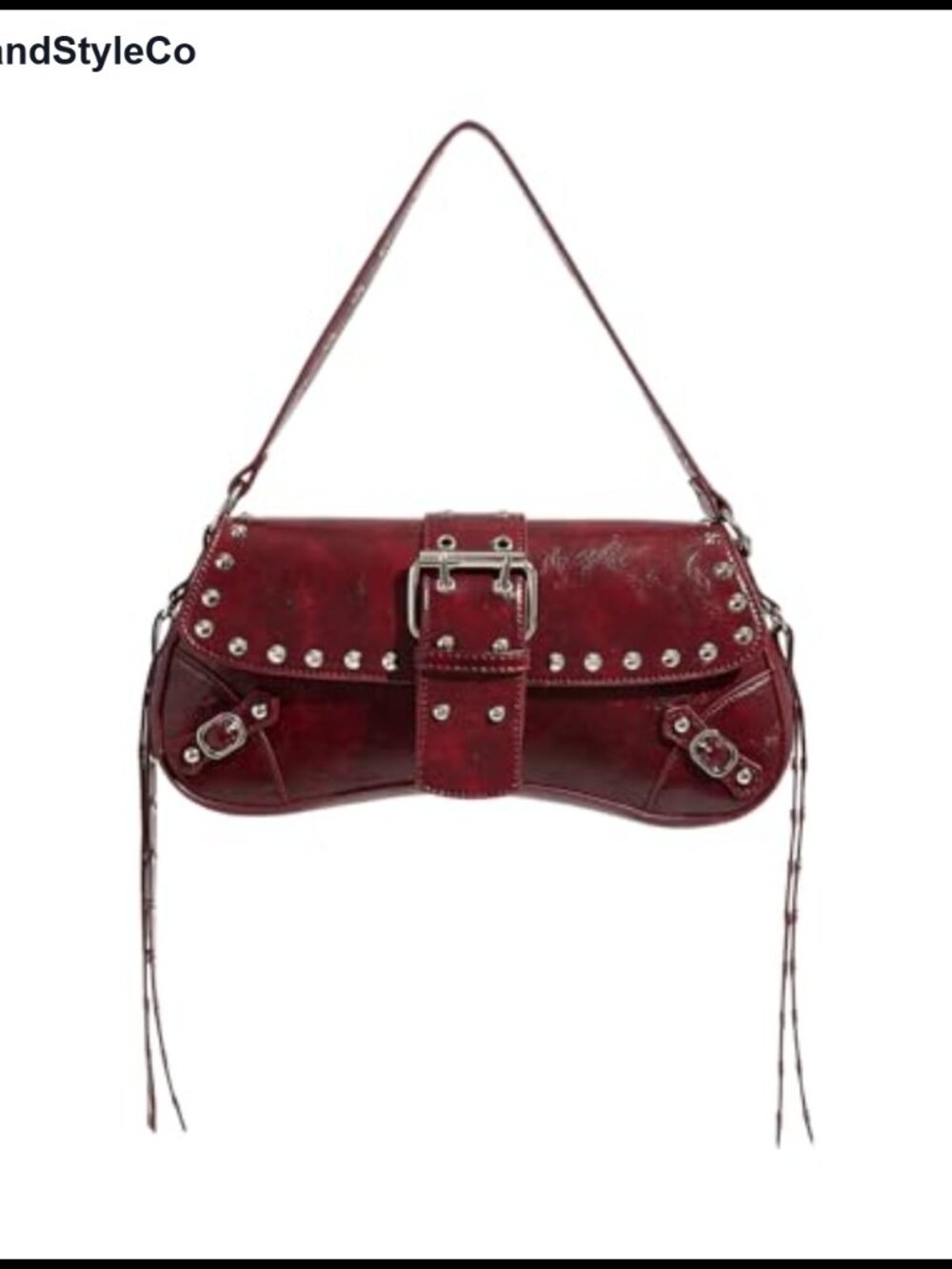 Y2K PU Leather Shoulder Bag Gothic Rivet Clutch Small Purse